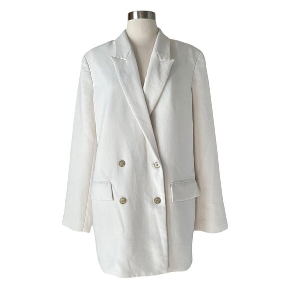 Wilfred Cherrelle Oversized Blazer Cream M Double Breasted Jacket - Picture 2 of 9